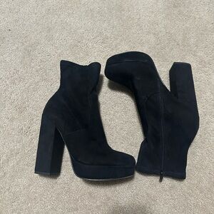 Steve Madden Black Platform Suede Ankle Boots